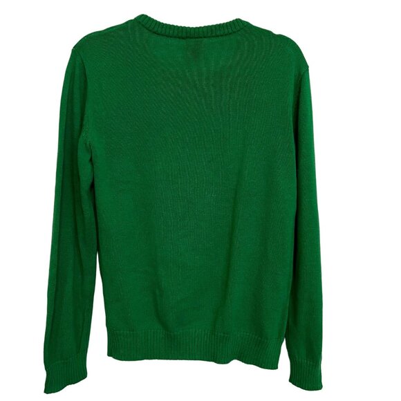 Well Worn Holiday Sweater Womens Green Santa Ho Ho Ho Ugly Christmas Size L - Picture 3 of 10
